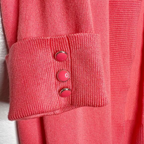 LETY & ME Cardigan Sweater Open Front 3/4 Sleeve Shawl Collar Peach Size Large - Picture 3 of 8